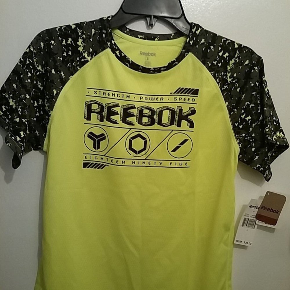 REEBOK ATHLETIC KIDS SHIRT TEE #VQXM61528 COLOR:702 SAFETY YW NWT $28 PICK SIZE